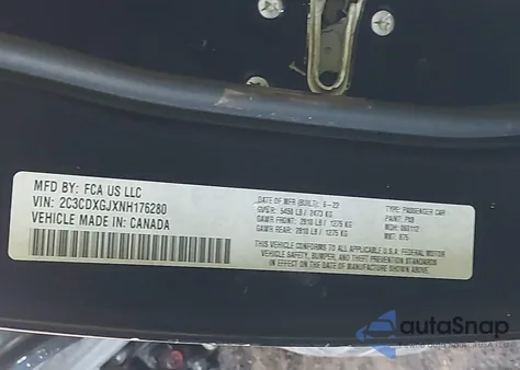 2022 Dodge Charger Scat Pack Widebody z USA, uszkodzony, nr VIN 2C3CDXGJXNH176280